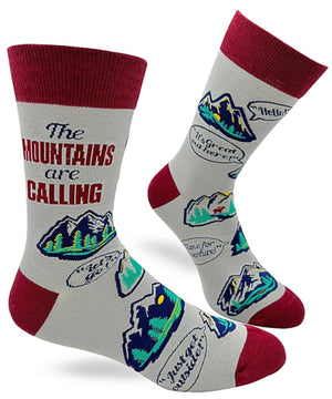 FABDAZ BRAND MEN’S ‘THE MOUNTAINS ARE CALLING’ SOCKS - Novelty Socks for Less