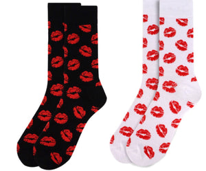PARQUET BRAND Mens RED SEXY LIPS, KISSES Socks VALENTINE'S DAY (CHOOSE COLOR) - Novelty Socks for Less
