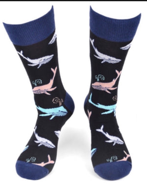 PARQUET BRAND Men's WHALES Socks CHOOSE COLOR - Novelty Socks for Less