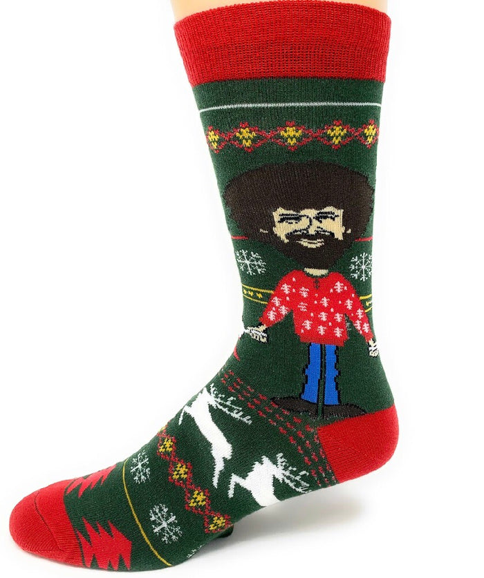 BOB ROSS Men’s UGLY CHRISTMAS SWEATER Socks OOOH YEAH Brand