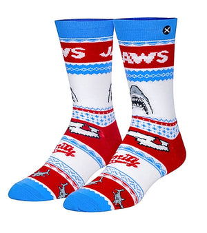 ODD SOX BRAND JAWS MEN’S CHRISTMAS SWEATER CREW SOCKS - Novelty Socks for Less