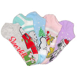 PEANUTS Ladies 5 Pair Of CHRISTMAS No Show Socks ‘WARM & COZY’ - Novelty Socks for Less