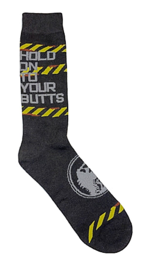 JURASSIC WORLD Men’s Socks ‘HOLD ON TO YOUR BUTTS’ - Novelty Socks for Less