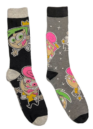 THE FAIRLY ODDPARENTS Men’s 2 Pair Of Socks TIMMY TURNER & WANDA - Novelty Socks for Less