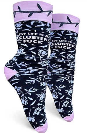 GROOVY THINGS Brand Ladies ‘MY LIFE IS A CLUSTER FUCK’ Socks - Novelty Socks for Less