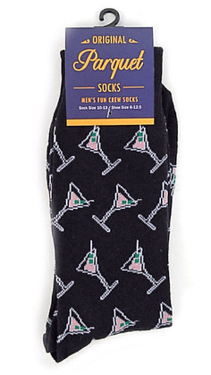 PARQUET Brand Men’s MARTINI DRINKS Socks - Novelty Socks for Less