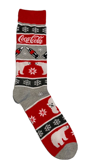 COCA-COLA MEN’S POLAR BEAR CHRISTMAS SOCKS - Novelty Socks for Less