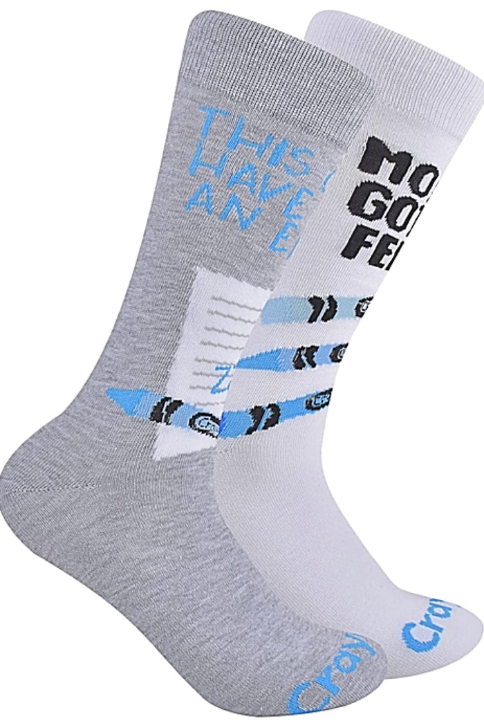 CRAYOLA CRAYONS Men’s 2 Pair Of Socks ‘MONDAY GOT ME FEELIN’ BLUE’