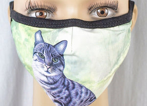 E&S Pets Brand SILVER/GRAY TABBY CAT Adult Face Mask Cover - Novelty Socks for Less