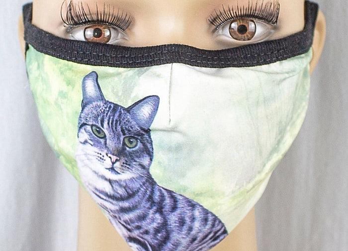 E&S Pets Brand SILVER/GRAY TABBY CAT Adult Face Mask Cover