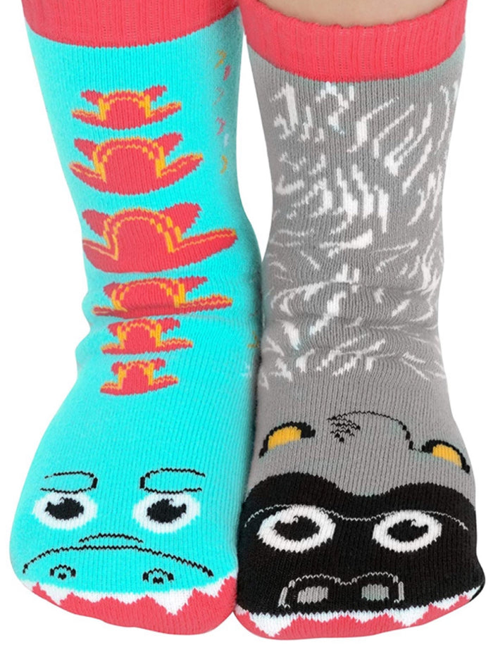 PALS SOCKS Brand KIDS GORILLA & MUTANT LIZARD MISMATCHED GRIPPER SOCKS