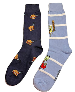 SPONGEBOB SQUAREPANTS Mens 2 PAIR Socks MR. KRABS & PLANKTON - Novelty Socks for Less