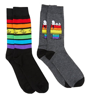 PEANUTS Men’s 2 Pair Of SNOOPY PRIDE Socks With WOODSTOCK - Novelty Socks for Less