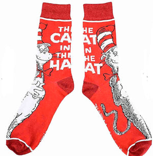 DR. SEUSS Men’s 3 Pair Of Socks CAT IN THE HAT BIOWORLD Brand - Novelty Socks for Less