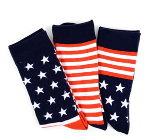 PARQUET Brand Ladies 3 Pair AMERICAN FLAG Socks - Novelty Socks for Less