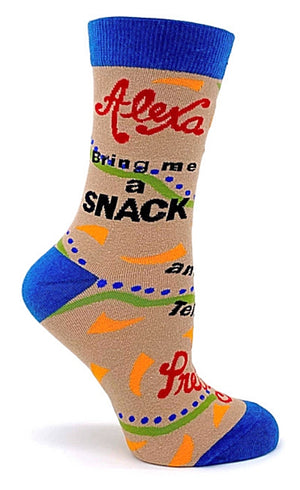 FABDAZ Brand Ladies ‘ALEXA BRING ME A SNACK’ Socks - Novelty Socks for Less