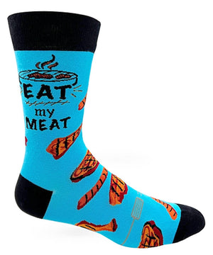 FABDAZ BRAND MEN’S GRILLED MEAT SOCKS ‘EAT MY MEAT’ - Novelty Socks for Less