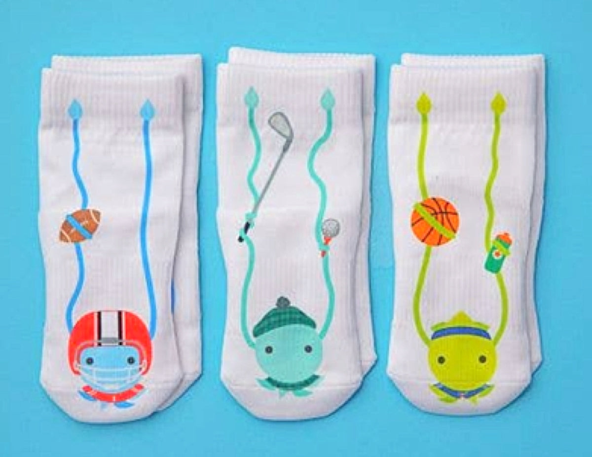 SQUID SOCKS Brand Unisex INFANT/TODDLER 3 Pair Of STAY ON Socks ‘CHAMP COLLECTION’ - Novelty Socks for Less