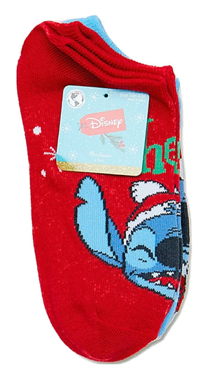 DISNEY LILO & STITCH Ladies 6 -Pair Of CHRISTMAS No Show Socks - Novelty Socks for Less
