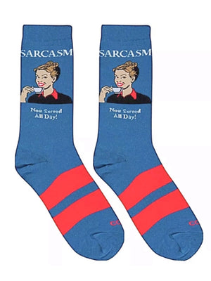COOL SOCKS Brand Ladies Socks ‘SARCASM NOW SERVED ALL DAY’ - Novelty Socks for Less
