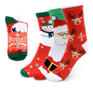 PARQUET Brand Ladies 3 Pair Of CHRISTMAS Socks - Novelty Socks for Less