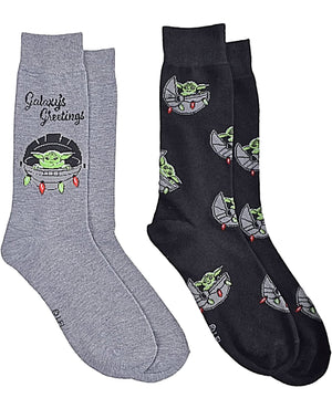 STAR WARS MANDALORIAN Men’s 2 Pair Of CHRISTMAS BABY YODA Socks - Novelty Socks for Less