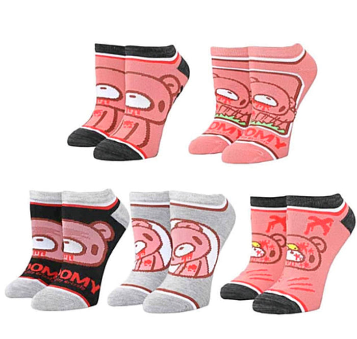 GLOOMY THE NAUGHTY BEAR Ladies 5 Pair Of Ankle Socks BIOWORLD Brand