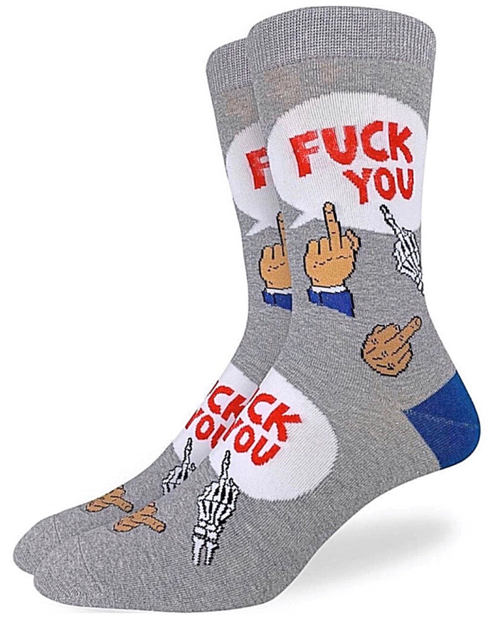GOOD LUCK SOCK Men's FUCK YOU Socks MIDDLE FINGERS ALL OVER