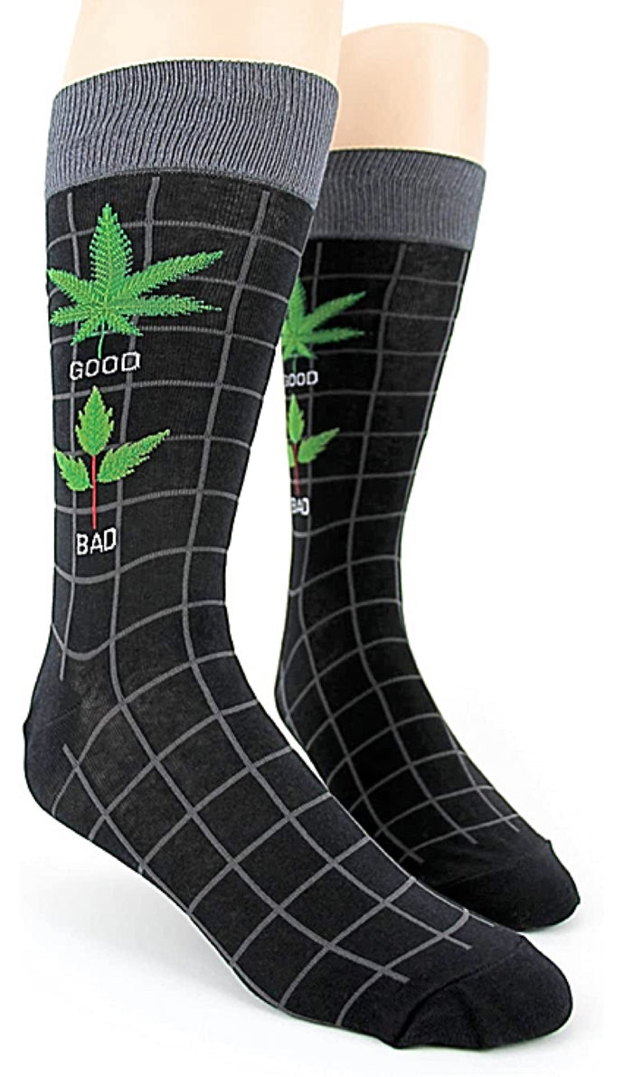 FOOT TRAFFIC Brand Men’s MARIJUANA Socks ‘GOOD WEED BAD WEED’