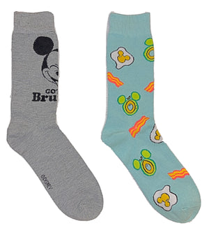 DISNEY MICKEY MOUSE Men’s 2 Pair Of Socks ‘GOT MY BRUNCH FACE ON’ - Novelty Socks for Less