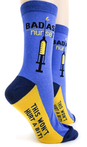 FOOT TRAFFIC Brand Ladies BAD ASS NURSE Socks - Novelty Socks for Less