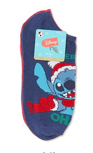 DISNEY LILO & STITCH LADIES 6 Pair Of CHRISTMAS NO SHOW SOCKS - Novelty Socks for Less