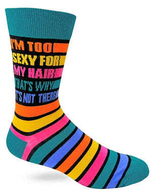 FABDAZ BRAND MEN’S Socks ‘I’M TOO SEXY FOR MY HAIR THAT ‘S WHY IT’S NOT THERE’ - Novelty Socks for Less