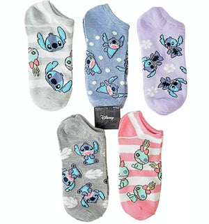 DISNEY LILO & STITCH Ladies 5 Pair No Show Socks - Novelty Socks for Less