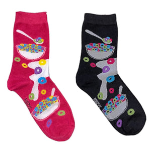 FOOZYS BRAND LADIES 2 PAIR OF CEREAL & MILK SOCKS - Novelty Socks for Less