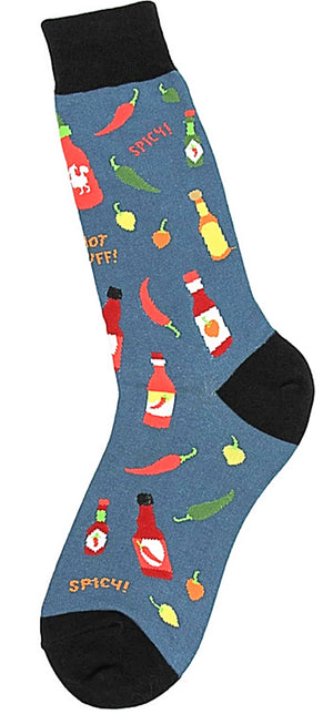 FOOT TRAFFIC Mens HOT SAUCE & PEPPERS - Novelty Socks for Less