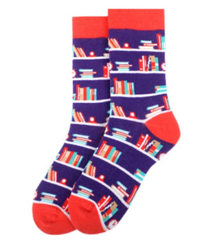 PARQUET BRAND Ladies STACKS OF BOOKS/SHELVES - Novelty Socks for Less