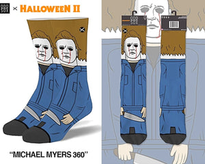HALLOWEEN II MEN’S MICHAEL MYERS 360 SOCKS ODD SOX BRAND - Novelty Socks for Less