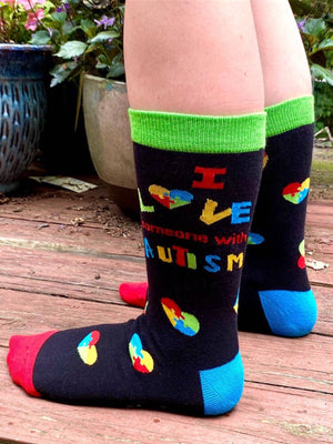 FABDAZ Brand Ladies I LOVE SOMEONE WITH AUTISM Socks - Novelty Socks for Less