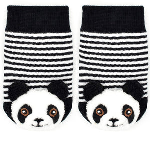 BOOGIE TOES Unisex Baby PANDA BEAR RATTLE GRIPPER BOTTOM SOCKS By PIERO LIVENTI - Novelty Socks for Less