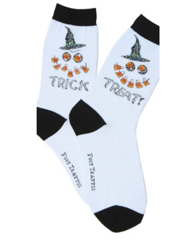 Foot Traffic Brand LADIES Halloween Socks 'TRICK TREAT'