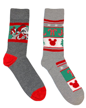 DISNEY Men’s MICKEY MOUSE CHRISTMAS 2 Pair Of Socks - Novelty Socks for Less