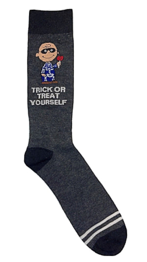PEANUTS Men’s CHARLIE BROWN HALLOWEEN Socks ‘TRICK OR TREAT YOURSELF’ - Novelty Socks for Less