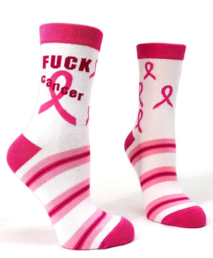 FABDAZ Brand Ladies FUCK CANCER Socks BREAST CANCER - Novelty Socks for Less