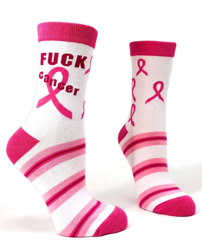 FABDAZ Brand Ladies FUCK CANCER Socks BREAST CANCER