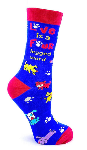 FABDAZ Brand Ladies LOVE IS A FOUR LEGGED WORD Socks - Novelty Socks for Less