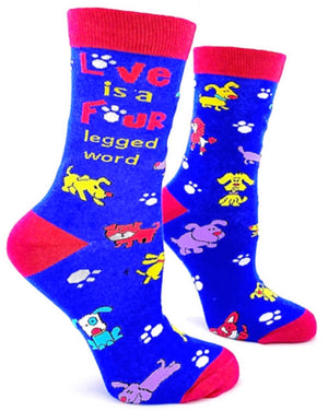 FABDAZ Brand Ladies LOVE IS A FOUR LEGGED WORD Socks - Novelty Socks for Less