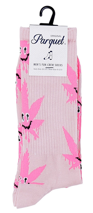 PARQUET Brand Men’s HAPPY POT MARIJUANA Socks (CHOOSE COLOR) - Novelty Socks for Less