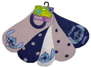 DISNEY LILO & STITCH Ladies 5 Pair Of No Show Liner Socks ‘FEELING COOL’ - Novelty Socks for Less