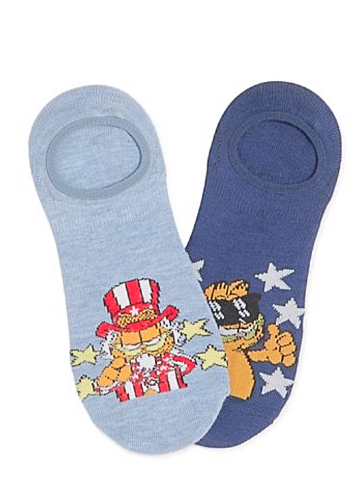 GARFIELD & ODIE Ladies 2 Pair Of Stay Put Liner Socks PATRIOTIC GARFIELD - Novelty Socks for Less